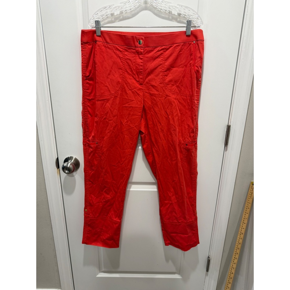 Chico's Womens Crop Pants Adjustable‎ Snap Cuff Red Size 2.5